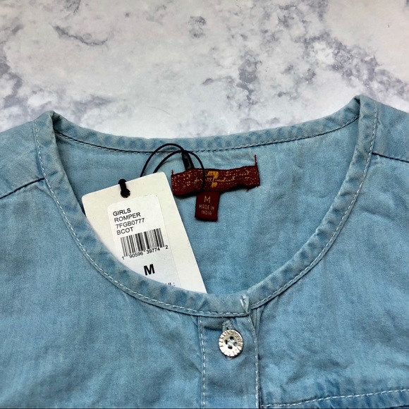 7 SEVEN FOR ALL MANKIND Girls Jean Romper Jumpsuit - Picture 4 of 6